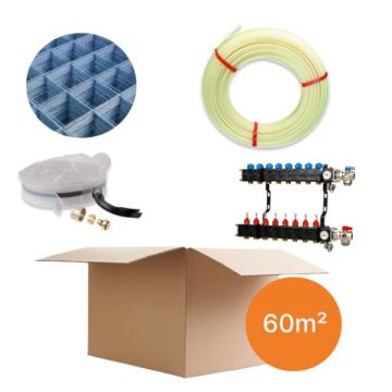 Vloerverwarmingspakket 60m² - draadstaal - warmtepomp