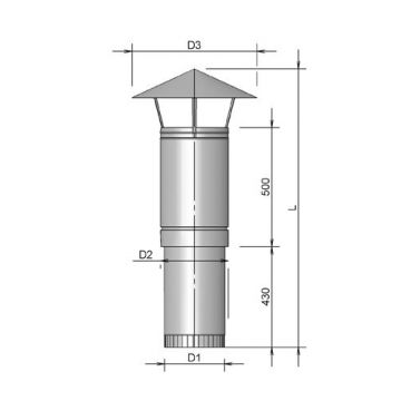 Burgerhout Ventilatie Dakdoorv + Kap 350 Zwart
