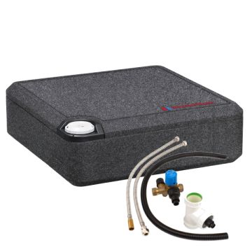 Vooraanzicht van de Inventum Modesto Q10 plintboiler - 10 liter - met aansluitset