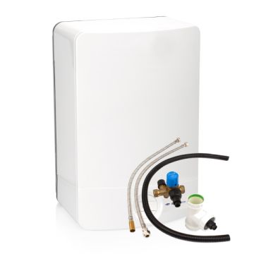 Vooraanzicht van de Itho Daalderop Close-up Smart keukenboiler - 10 liter - met aansluitset