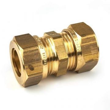 Knel rechte koppeling messing - 15 x 15 mm 2x knel