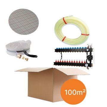 Vloerverwarmingspakket 100m² - tackerplaat - warmtepomp