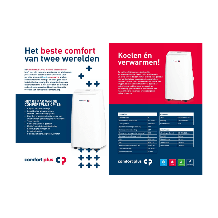 Comfortplus CP-12 mobiele airco 12.000BTU 3,5kW