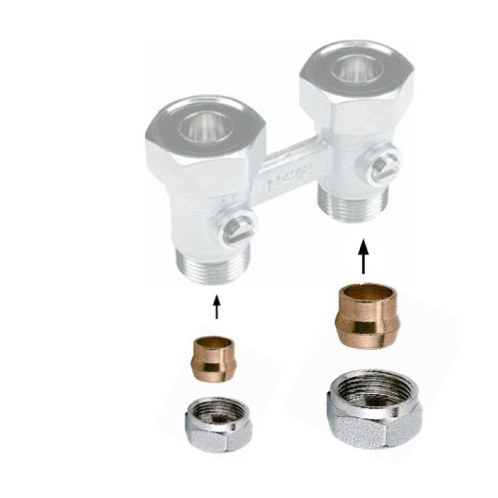 Heimeier klemkoppeling H-blok - 15mm knel cv-buis