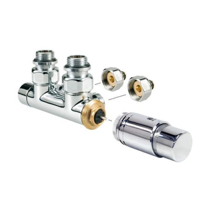 Jaga Deco Pro haakse aansluitset - knop chroom - 16x2mm