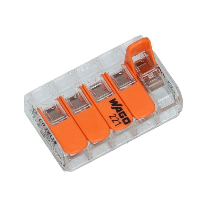 Wago verbindingsklem 5-voudig 0.14-4mm² soepel en massief - 25 stuks