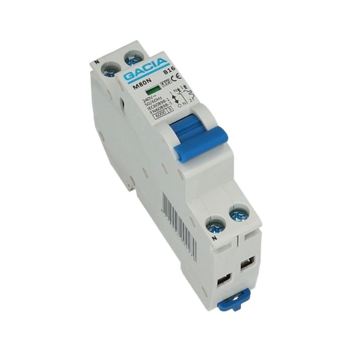 Gacia installatieautomaat 1 polig + nul 25A C 6kA