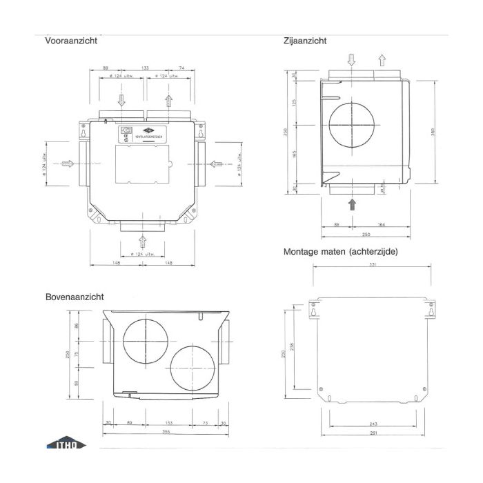 Itho Daalderop ventilatiebox CVE-S ECO - Alles-in-1 - Vochtsensor - Euro en Perilex