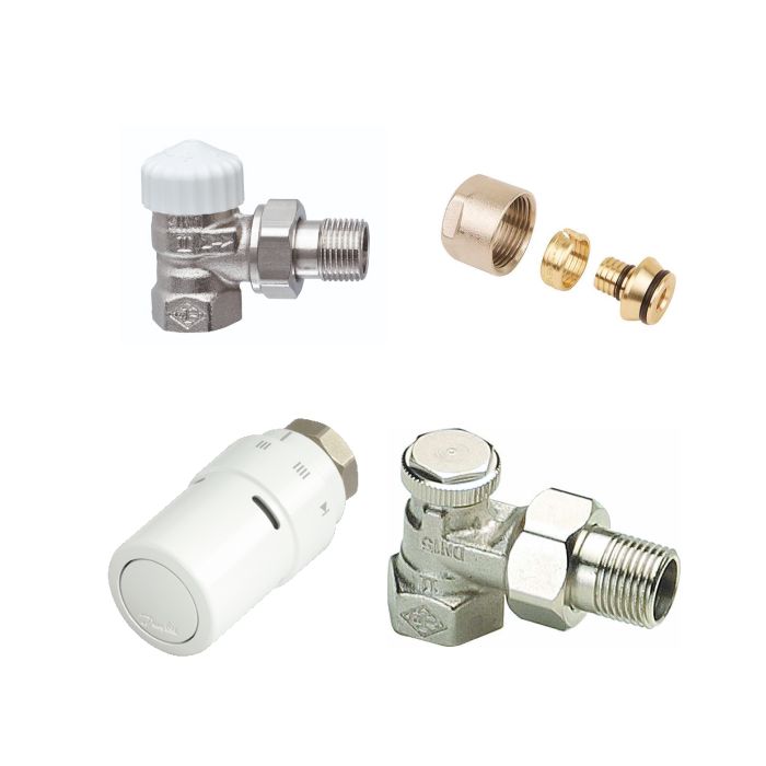 Radiator aansluitset zijaansluiting haaks - 16mm