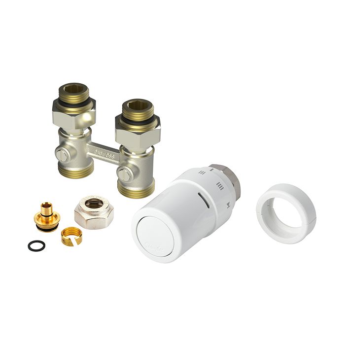 Rechte design aansluitset met thermostaatknop - 16mm