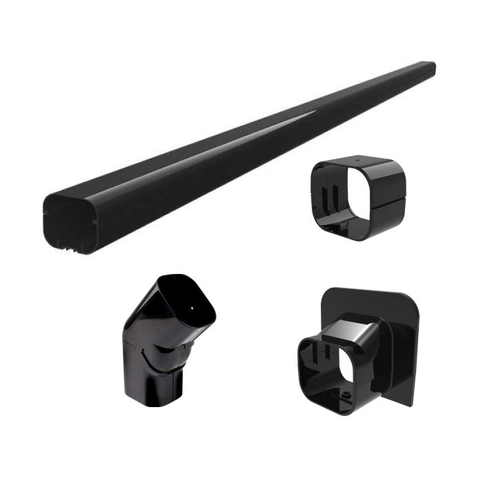 Compleet leidinggootpakket in het zwart voor airconditioning