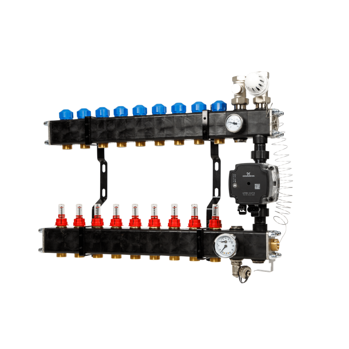 VTE composiet verdeler - pomp Grundfos - 9 groeps