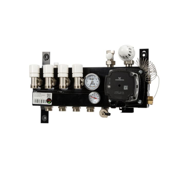 VTE SLIM verdeler vloerverwarming 4-groeps Grundfos pomp