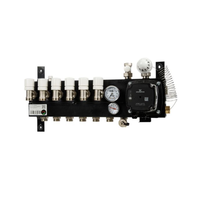 VTE SLIM verdeler vloerverwarming 6-groeps Grundfos pomp