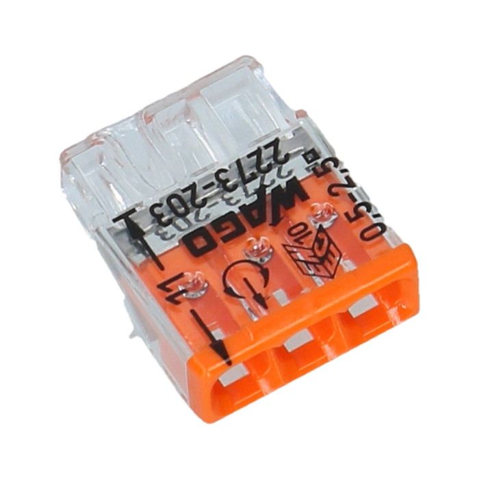 Wago lasklem 3 voudig 0.5-2.5mm² massief oranje
