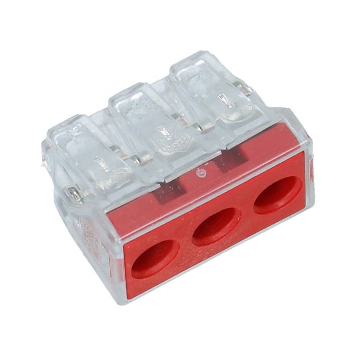 Wago lasklem 3 voudig 2.5-6mm² massief rood - 50 stuks