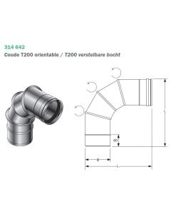 Burgerhout Spg Regelbare Bocht 0-90° D.120