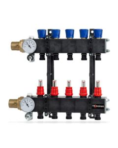 Therminon 2 groeps composiet vloerverwarmingsverdeler zonder pomp met debietmeters