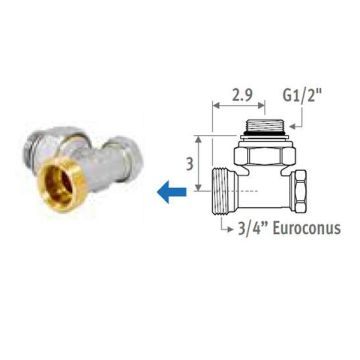 Jaga regelafsluiter euroconus 90° - 2-pijps