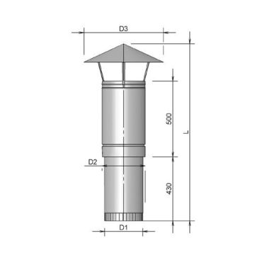 Burgerhout Ventilatie Dakdoorv + Kap 350 Zwart
