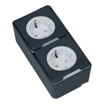 Schneider Electric Mureva IP55 2 voudig wandcontactdoos grijs - verticaal