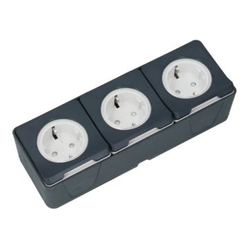 Schneider Electric Mureva IP55 3 voudig wandcontactdoos grijs