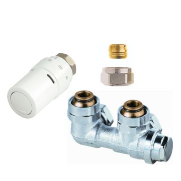 Radiator onderaansluitset haaks - 15mm