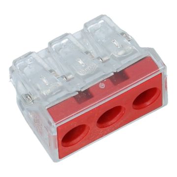 Wago lasklem 3 voudig 2.5-6mm² massief rood - 50 stuks