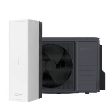 Pakket bestaande uit de nieuwe Intergas Xtend Cool Grey buitenunit en het binnendeel van de Intergas Xtend