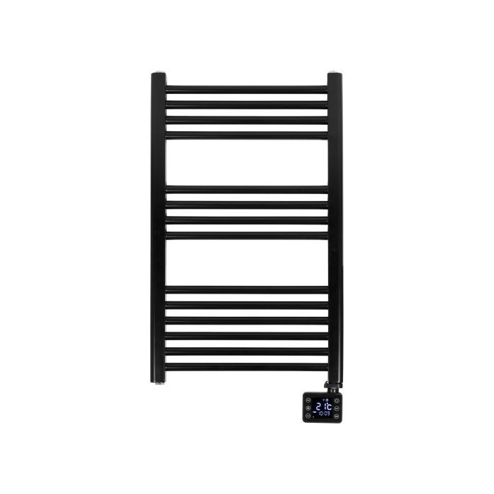 Vooraanzicht van de Eurom Sani badkamerradiator 600 Wifi - zwart