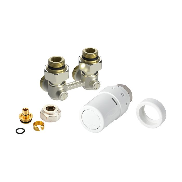 Haakse design aansluitset met thermostaatknop - 16mm