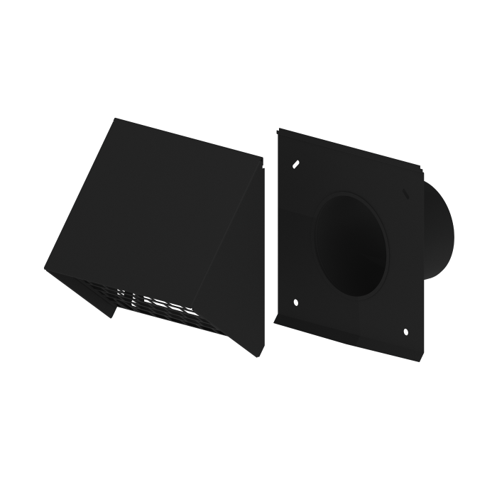 Voor en achteraanzicht van Burgerhout ventilatierooster met 125 millimeter diameter