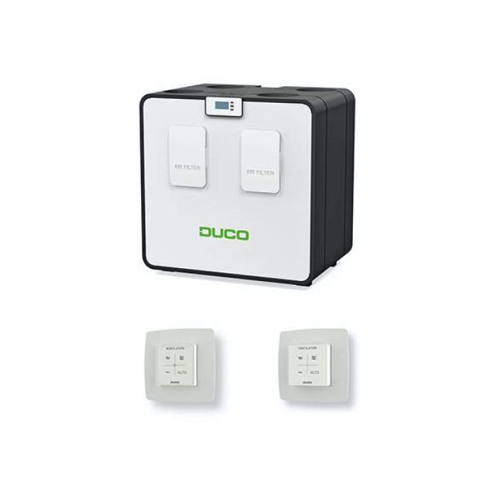 Duco DucoBox Energy Comfort WTW D325 randaarde met CO2 sensor en bedieningsschakelaar