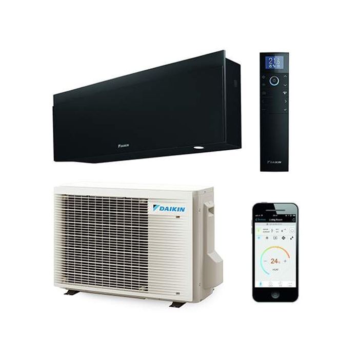 Totaalpakket Daikin Emura split unit airco 2,0kW zwart, binnen- en buitendeel, afstandsbediening, slimme app