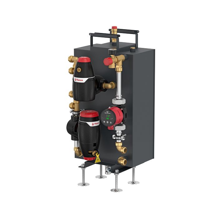 Vooraanzicht van de Flamco Flextherm Warmtepomp Skid