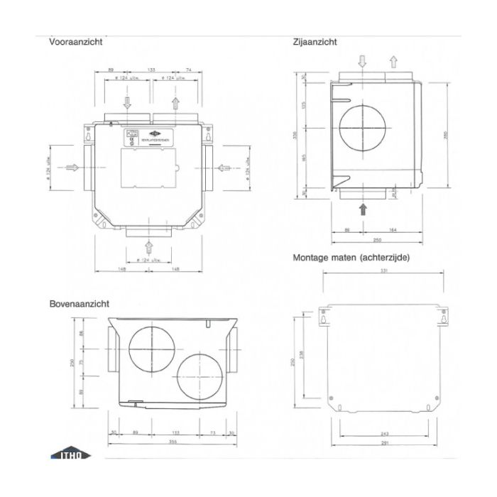 Itho ventilatie-unit CVE-S ECO SE | Vochtsensor | Eurostekker