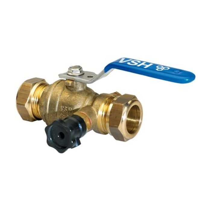 VSH kogelkraan 15mm met hendel en aftapper