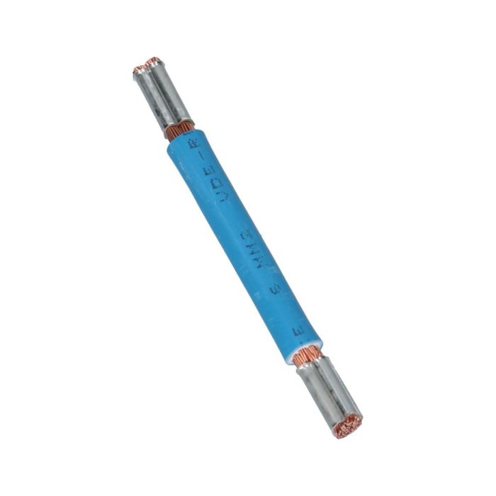Montagedraad met vertind huls - blauw 6mm² 260mm halogeenvrij 90°C