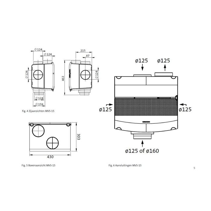 Orcon MVS-15RHB | Alles-in-1 | Vochtsensor | RFT | 4 Ventielen | Eurostekker