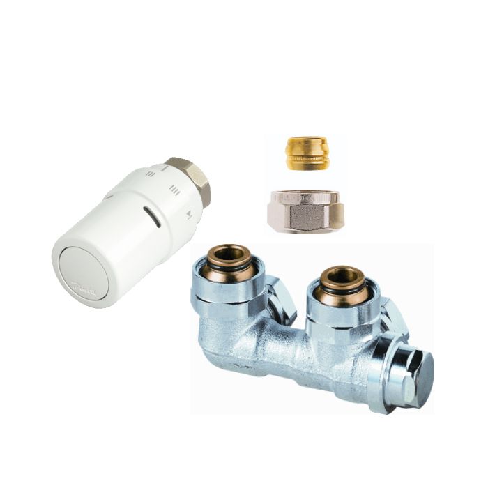 Radiator onderaansluitset haaks - 15mm