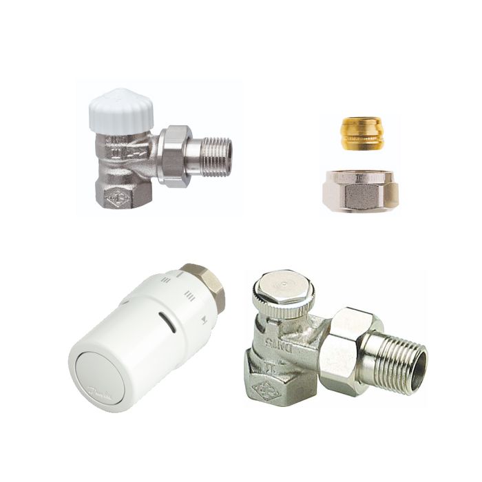 Radiator aansluitset zijaansluiting haaks - 15mm