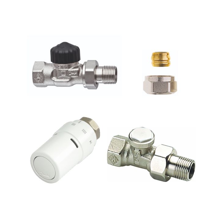 Radiator aansluitset zijaansluiting recht - 15mm