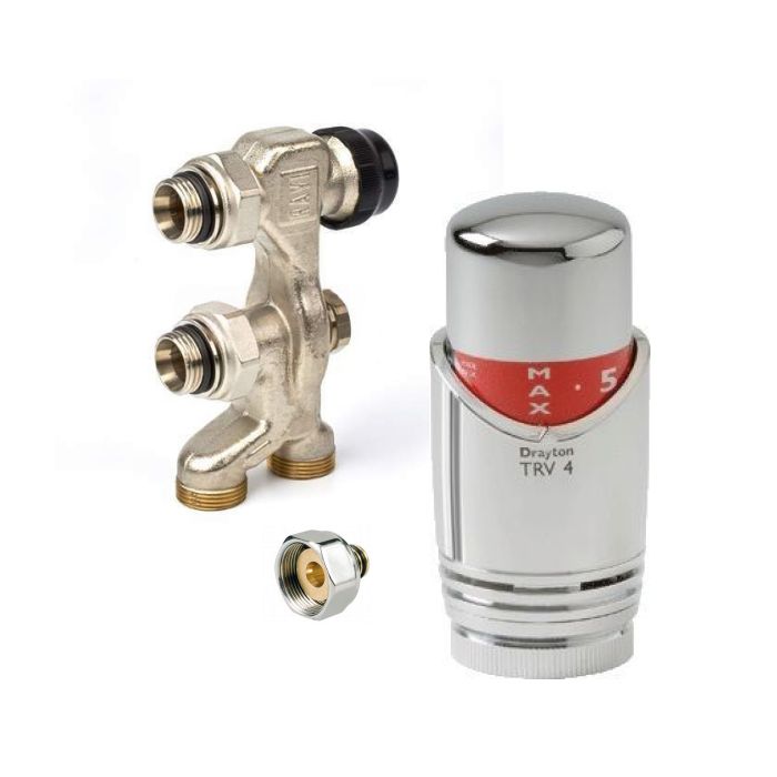 Complete aansluitset recht voor radiator