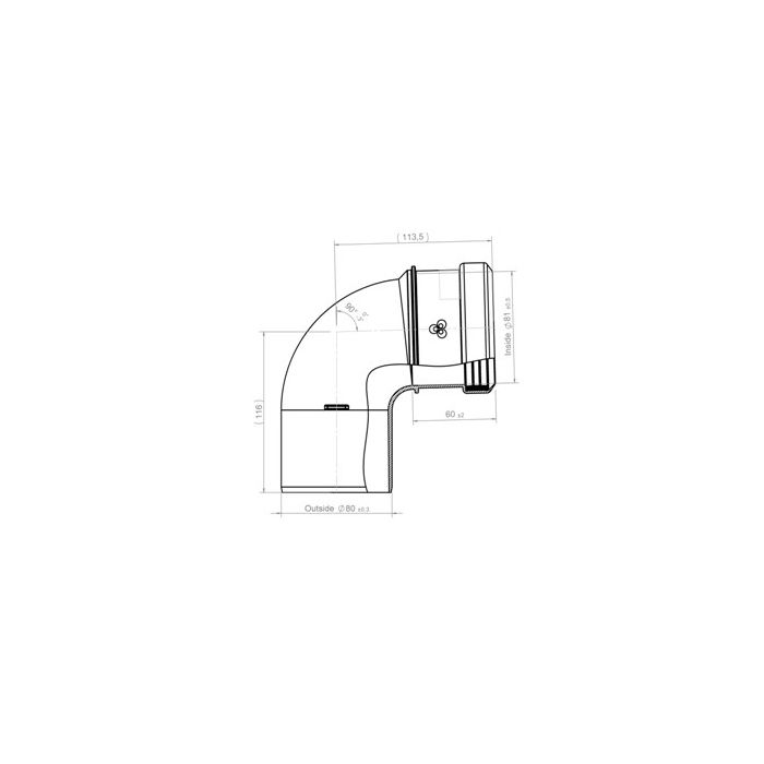 Burgerhout Safe-PP rookgas bocht 80mm - 90°