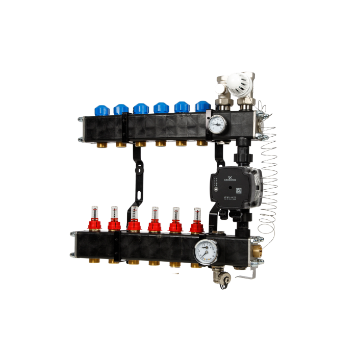 VTE composiet verdeler - pomp Grundfos - 6 groeps