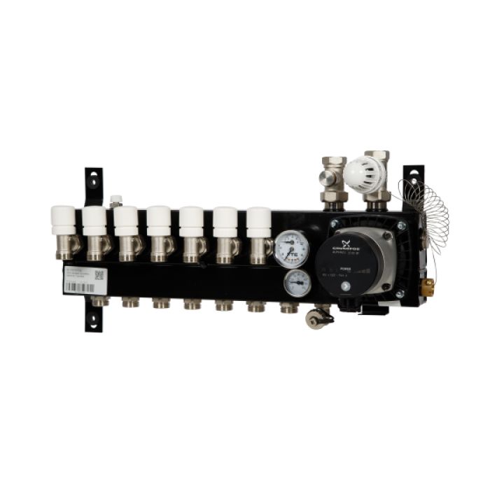 VTE SLIM verdeler vloerverwarming 7-groeps Grundfos pomp