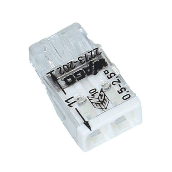 Wago lasklem 2 voudig 0.5-2.5mm² massief wit - 100 stuks