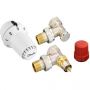Danfoss thermostaatknop + haaks voetventiel + radiatorafsluiter haaks aansluitset
